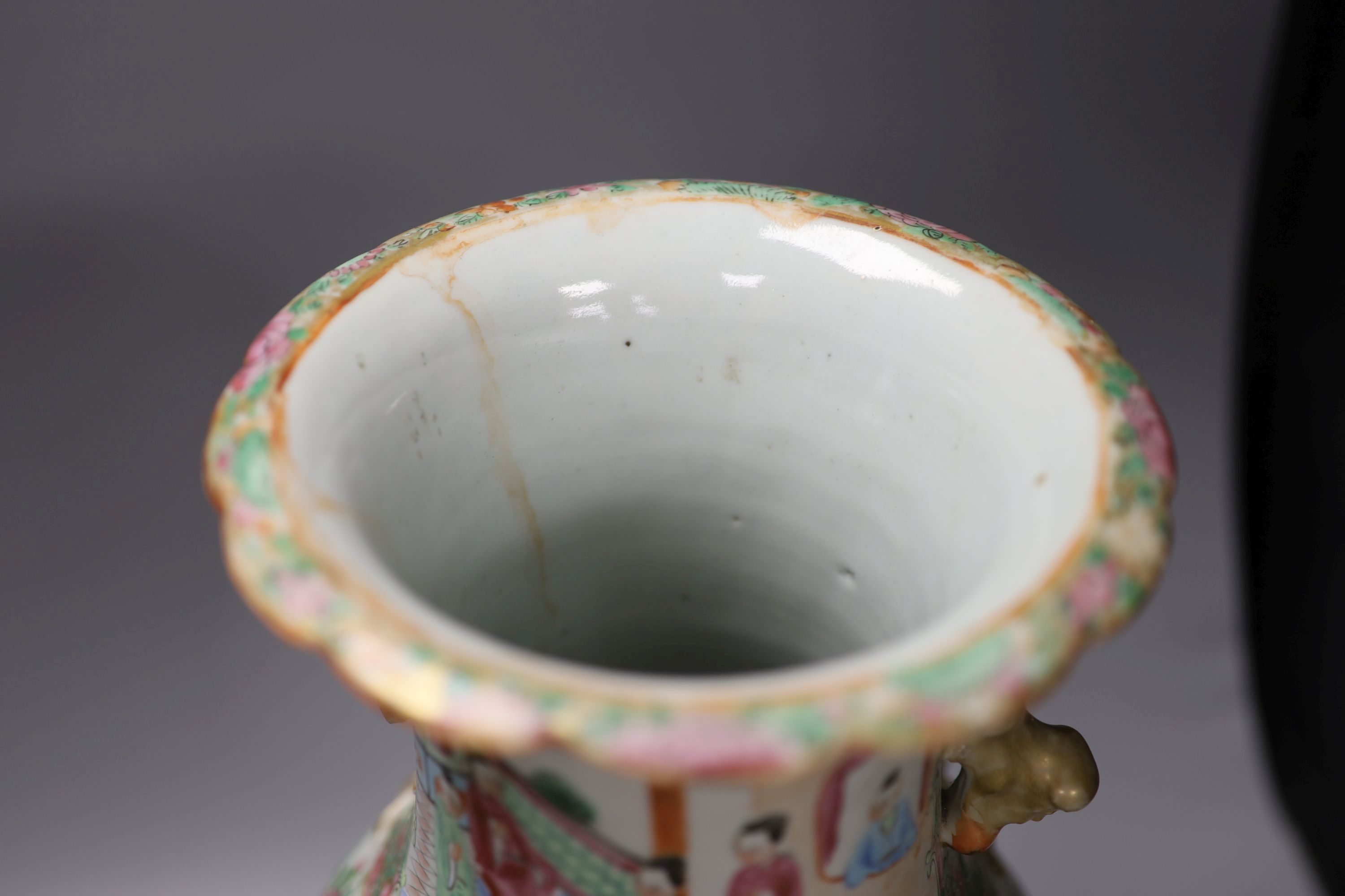 A pair of late 19th century Chinese famille rose vases, height 36cm